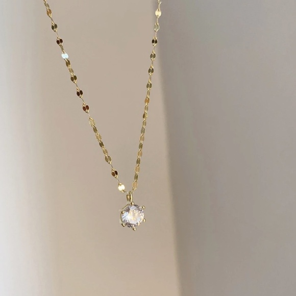 Sterling Silver Gold Gucci Chain with Cubic Zirconia Charm - Picture 2 of 7